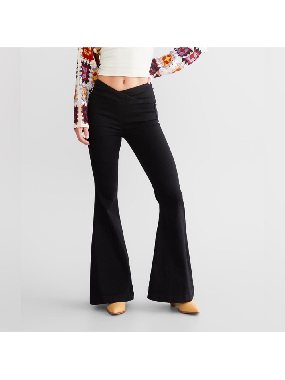 Free People Black High-Rise Flare Jeans - Women